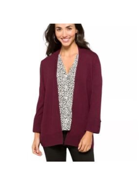 Evolution by Cyrus Myna Plum Open-Front Sweater With Buttons Sz S NWT